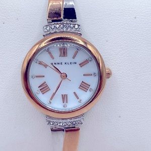 Anne Klein Two Tone Swarovski Crystal Accented Dainty Watch
